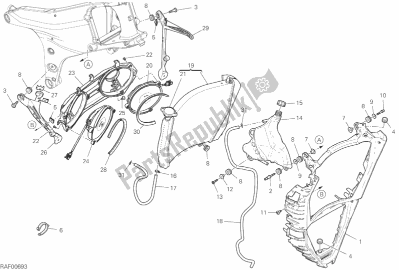 All parts for the Water Cooler of the Ducati Streetfighter V4 Thailand 1103 2020